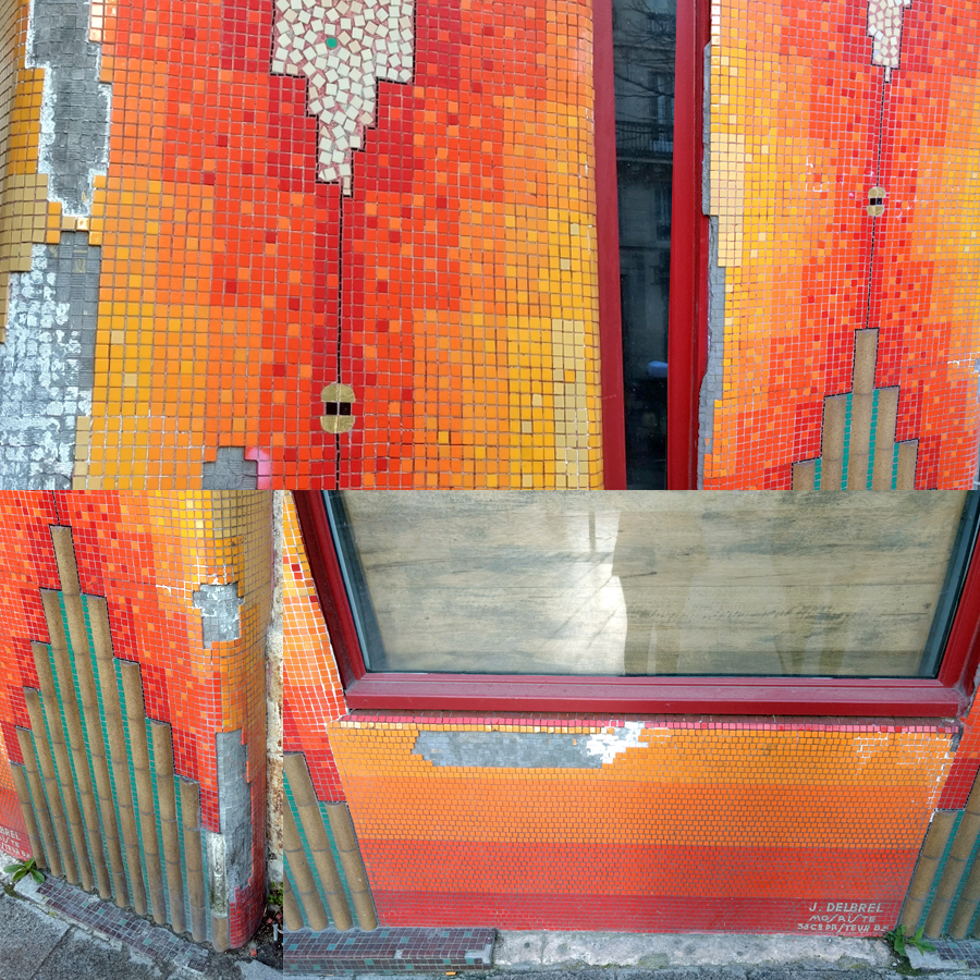 Restauration de la façade en mosaique du magazin Le Carnaval à Bordeaux