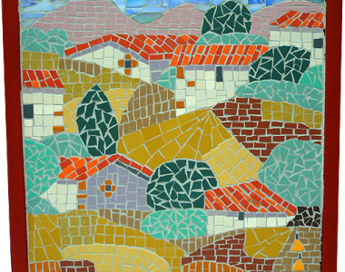Broche Pin's Bijou Paysage Urbain - Mosaïque Peinte Sur Verre - Neuf